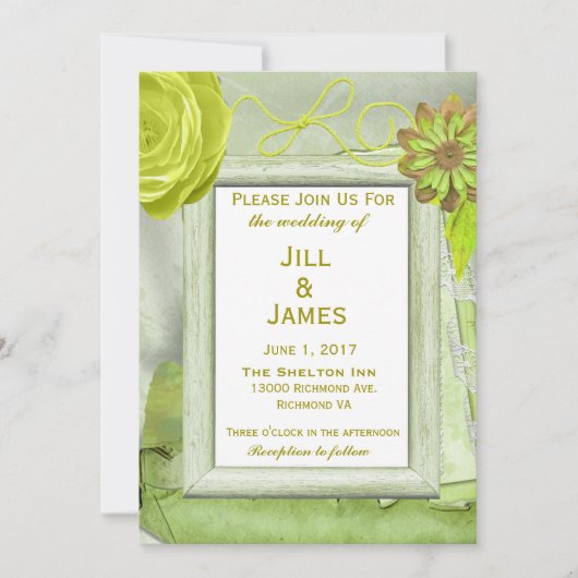 Floral Yellow en Green Wedding Kaart (Voorkant)