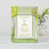 Floral Yellow en Green Wedding Kaart (Staand voorkant)