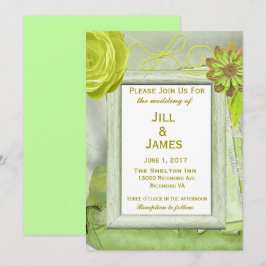 Floral Yellow en Green Wedding Kaart