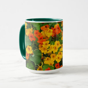 Floral Yellow en Oranje Nasturtiums Foto Mok