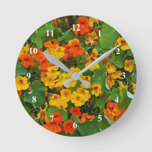 Floral Yellow en Oranje Nasturtiums Foto Ronde Klok