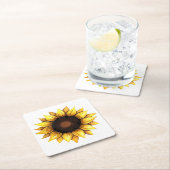 Floral Yellow Flower Waterverf Sunflower Kartonnen Onderzetters (Insitu)