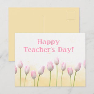 Floral Yellow Happy Teachers Day Briefkaart