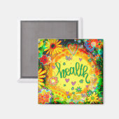  Floral Yellow Inspirerende Inspirivity Magnet (Voorkant / Achterkant)