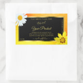 Floral Yellow Oranje Glitter Black Product Labels (Tas)