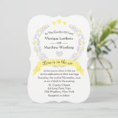 Floral Yellow Paars Flower Wedding Wreater Kaart (Staand voorkant)