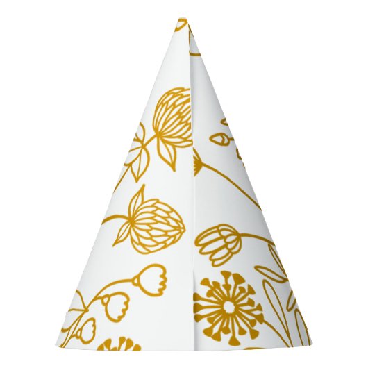 Floral Yellow Party Pet Feesthoedjes (Achterkant)
