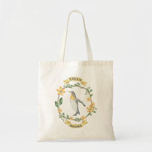 Floral Yellow Penguin Personal Library Bag Tote Bag