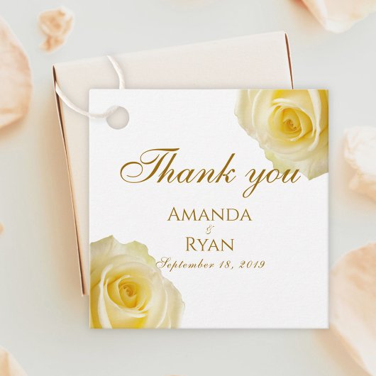 Floral Yellow Rose bruiloft Bedankjes Labels