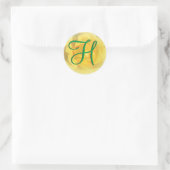 Floral Yellow Rose Lemon 3d Monogram Ronde Sticker (Tas)