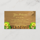 Floral Yellow Roses Hout Band met Logo Visitekaartje (Achterkant)
