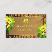 Floral Yellow Roses Hout Rustige boomschors Visitekaartje (Voorkant)