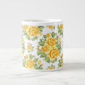 Floral Yellow Roses Pattern Grote Koffiekop (Voorkant)