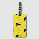 Floral Yellow Roses Spring Summer Pattern Black Bagagelabel (Voorkant (verticaal))