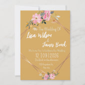Floral yellow Rustic Wedding  Kaart (Voorkant)