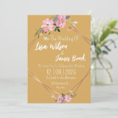 Floral yellow Rustic Wedding Kaart (Staand voorkant)