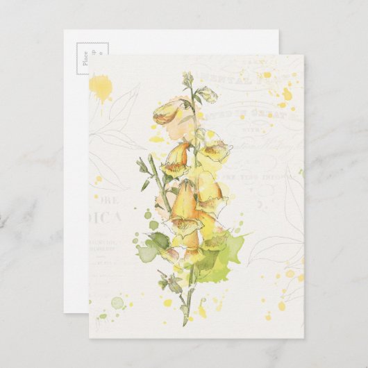 Floral Yellow Splash Briefkaart (Voorkant / Achterkant)
