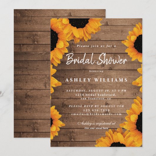 Floral Yellow Sunflower Rustisch Vrijgezellenfeest Kaart (Voorkant / Achterkant)