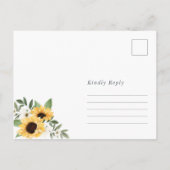 Floral Yellow Waterverf Sunflower Save the Date Aankondigingskaart (Achterkant)