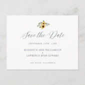 Floral Yellow Waterverf Sunflower Save the Date Aankondigingskaart (Voorkant)