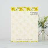 Floral Yellow Wildbloemen Foto Aangepast adres Custom Briefhoofd (Staand voorkant)
