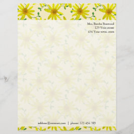 Floral Yellow Wildbloemen Foto Aangepast adres Custom Briefhoofd