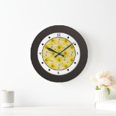 Floral Yellow Wildflower Modern Digits Grote Klok (Huis)