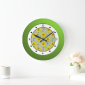 Floral Yellow Wildflower Modern Digits Grote Klok (Huis)