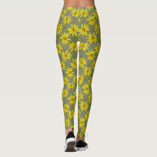 Floral Yellow Wildflower Pattern Leggings (Achterkant)