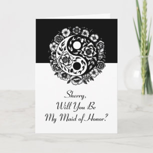 Floral Yin Yang Maid of Honor Voorstel Kaart