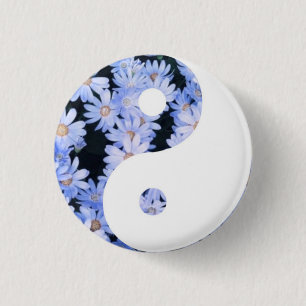 Floral Yin Yang Ronde Button 3,2 Cm