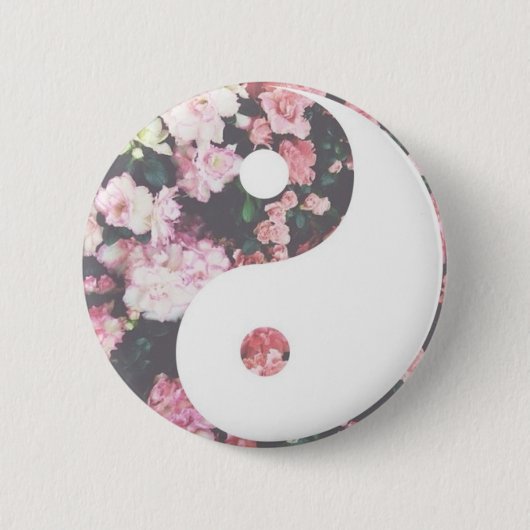 Floral Yin Yang Ronde Button 5,7 Cm (Voorkant)