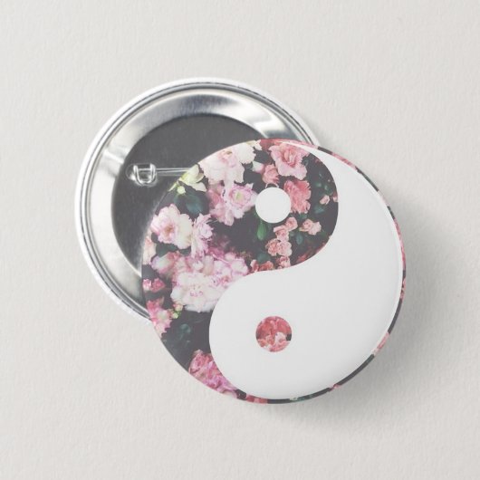 Floral Yin Yang Ronde Button 5,7 Cm (Voorkant /achterkant)