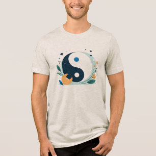 Floral Yin Yang Symbool Harmonie en Natuur Tri-Blend Shirt