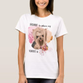 Floral Yorkie is thuis T-shirt (Voorkant)