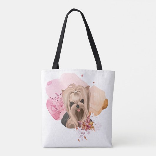 Floral Yorkie is thuis Tote Bag (Achterkant)