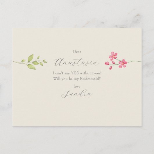 Floral zal je mijn briefkaart zijn (Achterkant)