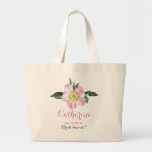 Floral zal je mijn bruidsmeisje zijn. grote tote bag