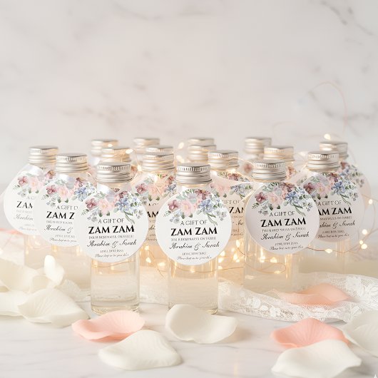 Floral zamzam water nikah muslim wedding favor bedankjes labels