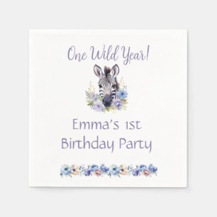 Floral Zebra Birthday Servet