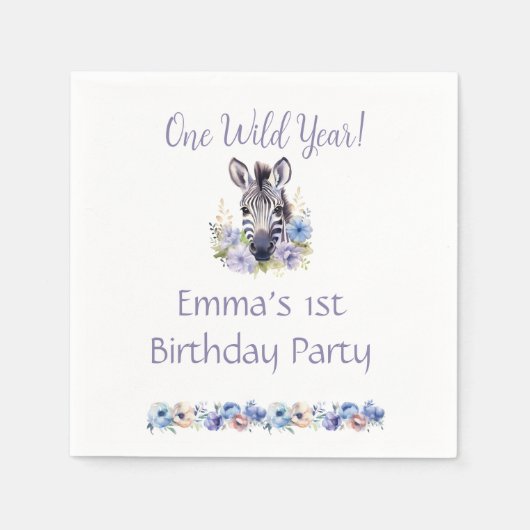 Floral Zebra Birthday Servet (Voorkant)