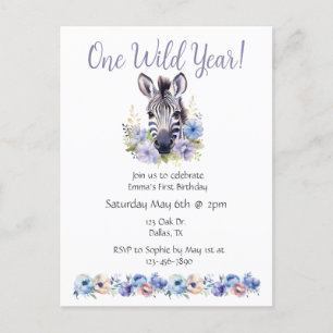 Floral Zebra Birthday Uitnodiging Briefkaart