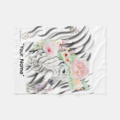 Floral Zebra Crown print Fleece Baby Blanket Deken (Voorkant (Horizontaal))