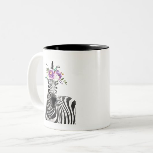 Floral Zebra Tweekleurige Koffiemok (Voorkant links)