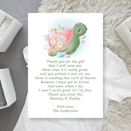 Floral Zee Baby shower Bedankkaart