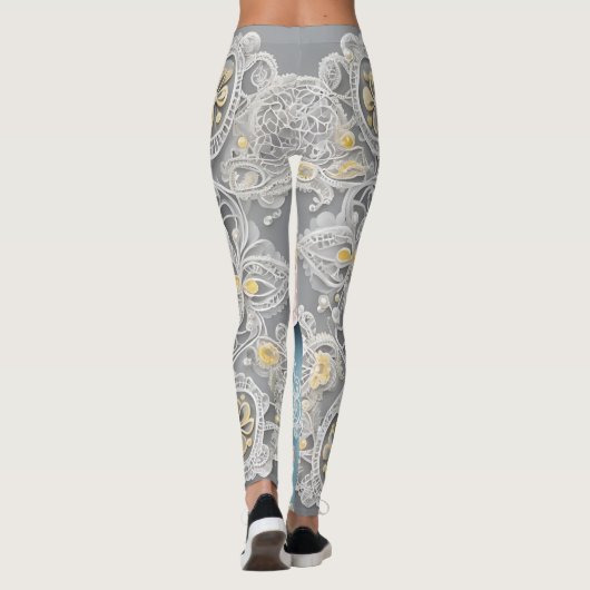 Floral Zee Ocean AI art Leggings (Achterkant)
