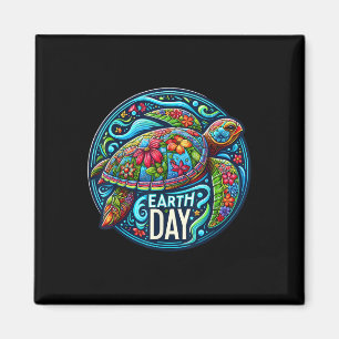 Floral Zee Schildpad Earth Day Planet Art Animal L Magneet