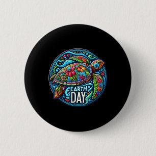 Floral Zee Schildpad Earth Day Planet Art Animal L Ronde Button 5,7 Cm