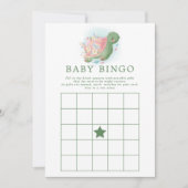 Floral Zee Turtle Baby shower Bingo Game Kaart (Voorkant)
