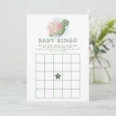 Floral Zee Turtle Baby shower Bingo Game Kaart (Staand voorkant)